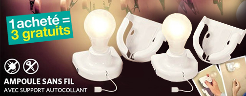 Ampoule sans fil portable 1 ACHETEE = 3 OFFERTES