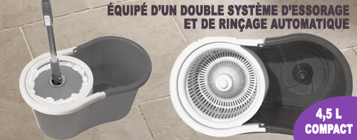Balai Serpillère + Seau Essoreur Compact 4,5 L