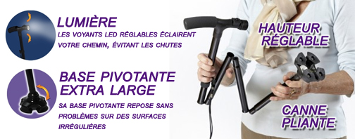 Canne pliante autoportante