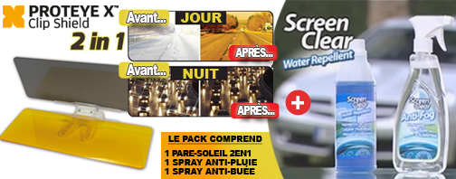 Pare-soleil 2en1 Proteye X + Spray anti-pluie + Spray anti-buée OFFERT